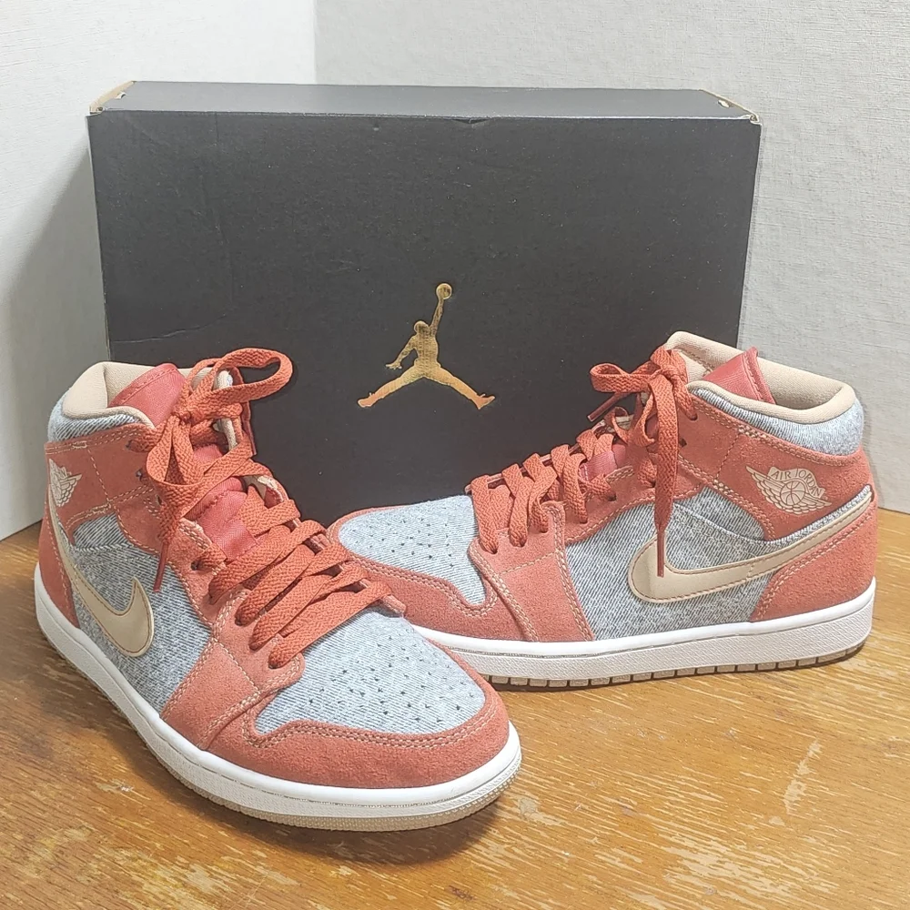 Air Jordan High-Top Sneakers in Red and Gray